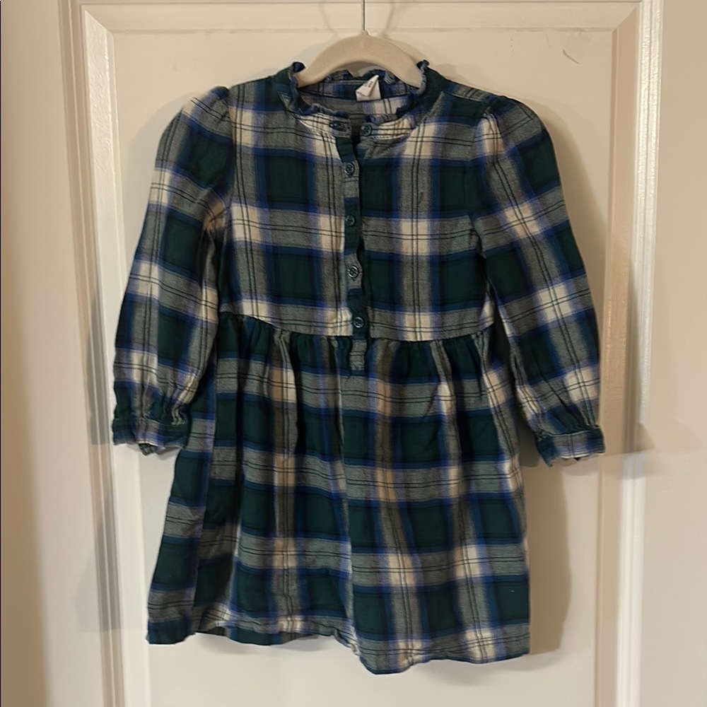 GAP Kids Plaid Dress in Blue and Green